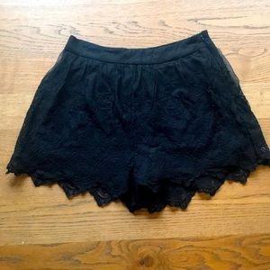 High Waisted Black Lace Shorts